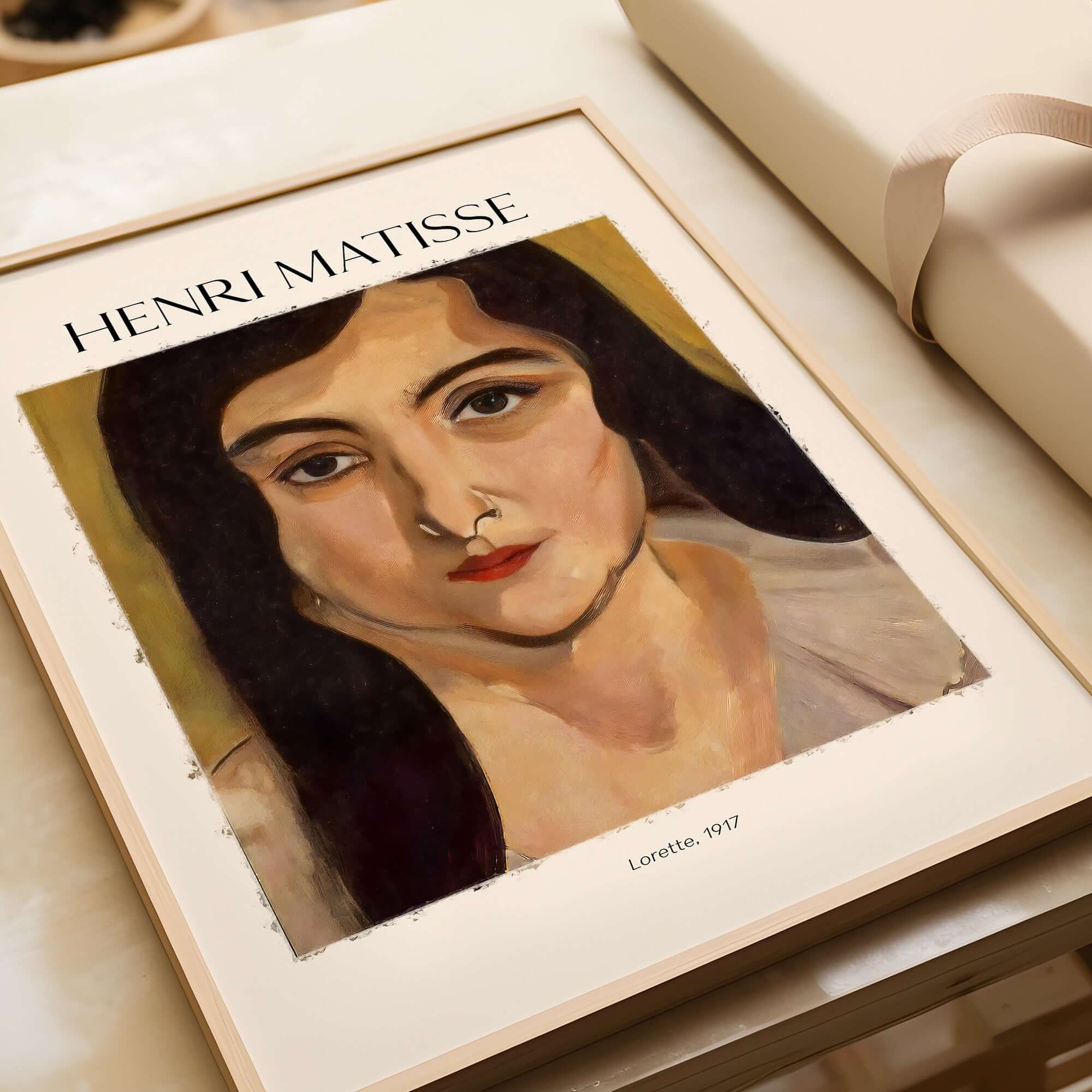 Matisse Art Print - Lorette 1917 Portrait Poster Print featuring a close-up of a woman with an expressive gaze.