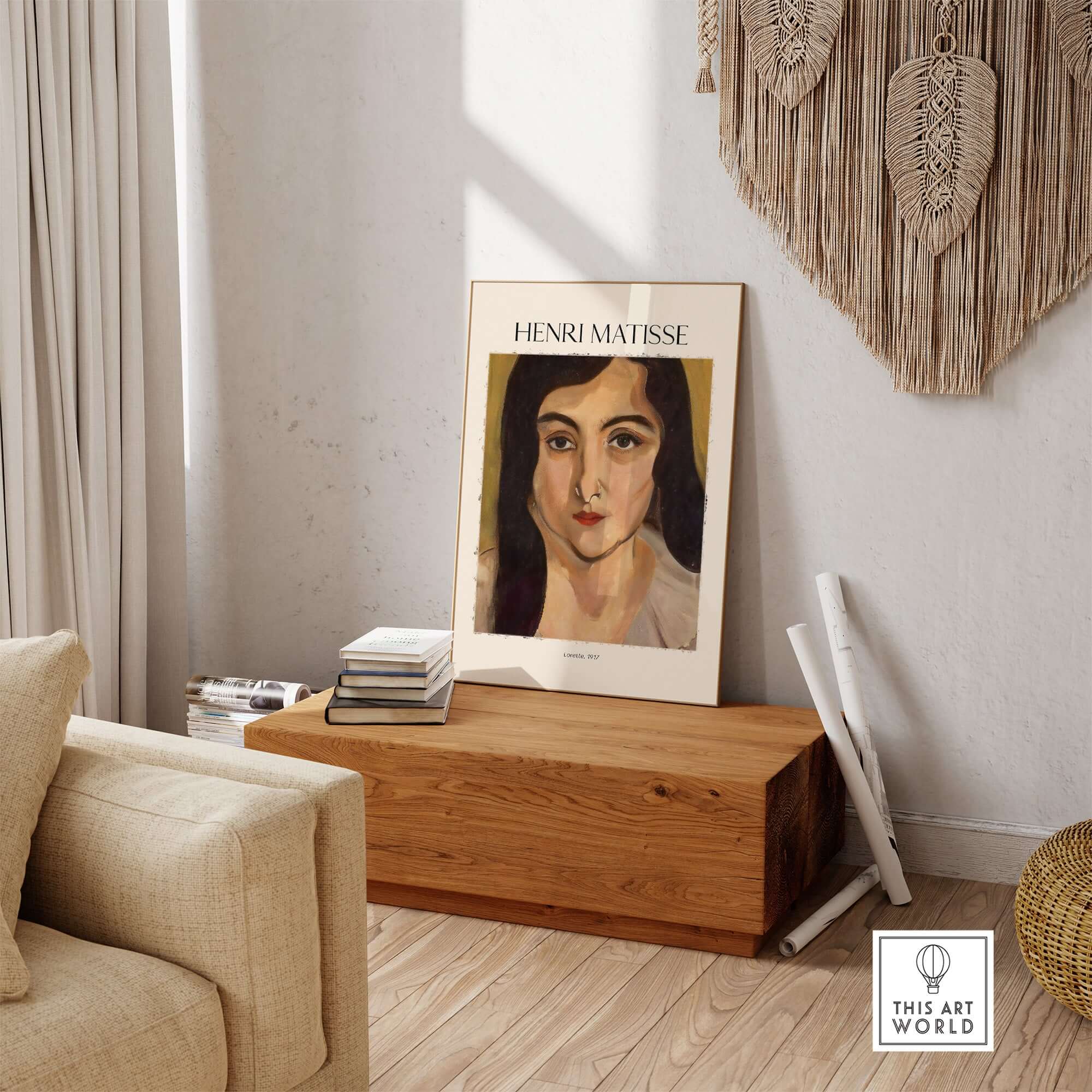 Matisse Art Print - Lorette 1917 Portrait Poster Print displayed in a stylish interior setting.