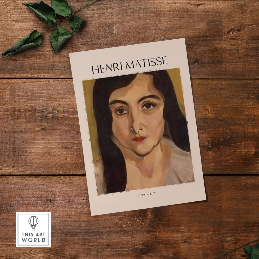 Henri Matisse Lorette 1917 portrait print showcasing expressive features and color.