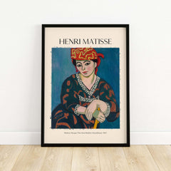 Matisse Art Print - Madras Rouge Red Headdress 1907 Wall Art Poster featuring a vibrant portrait with a red headscarf.