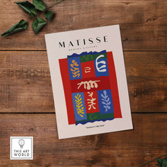 Matisse Art Prints - Patchwork Shapes Composition Poster showcasing bold colors and abstract shapes on a minimalist background.