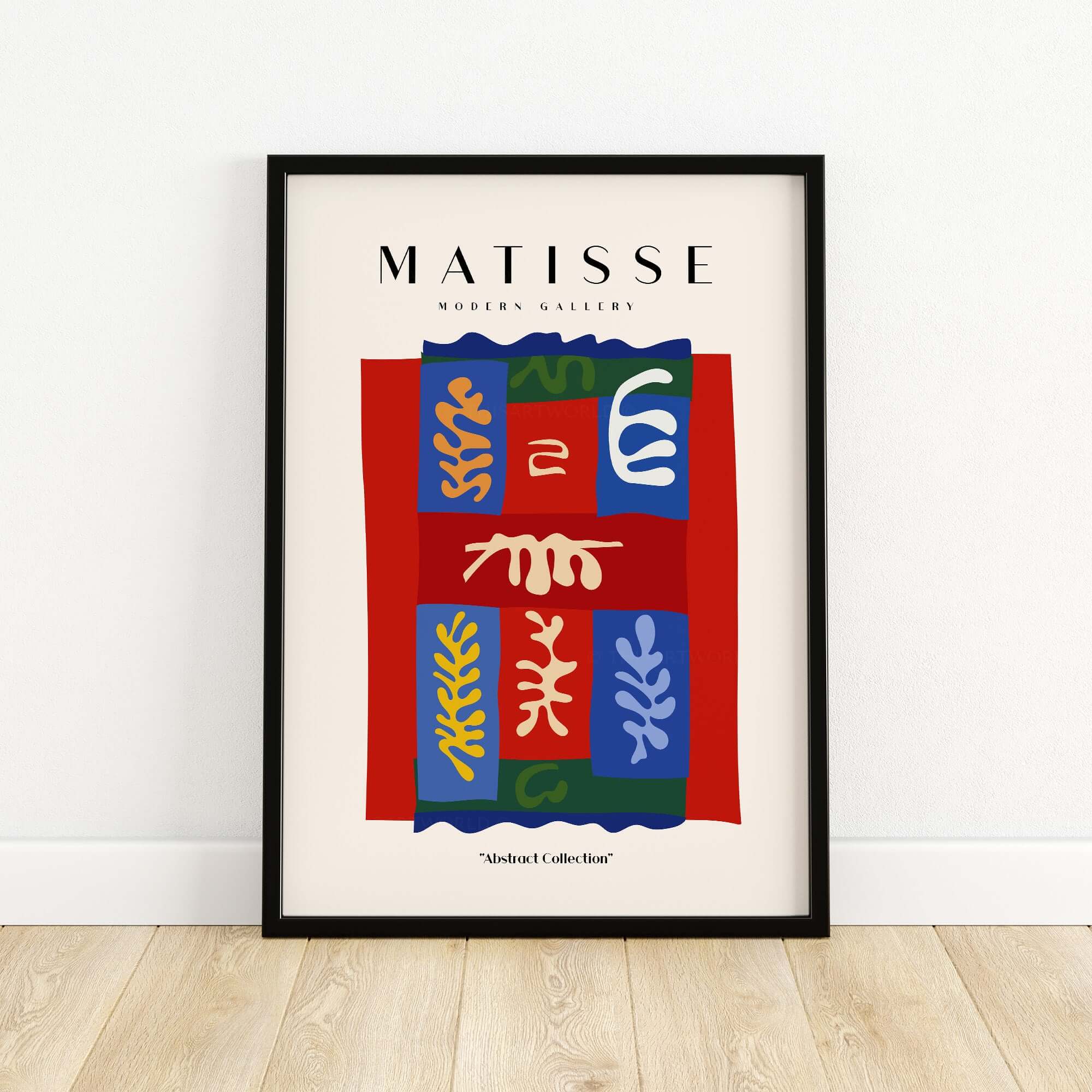 Matisse Art Prints - Patchwork Shapes Composition Poster featuring colorful abstract shapes and botanical motifs.