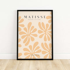 Matisse Art Prints - Peach Floral Abstract Pattern Print featuring floral motifs in peach on beige background.