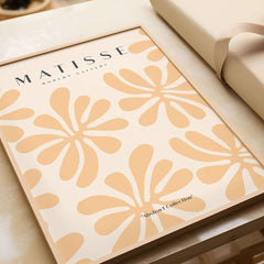 Matisse Art Prints - Peach Floral Abstract Pattern Print displayed in a modern frame, featuring soft peach motifs.