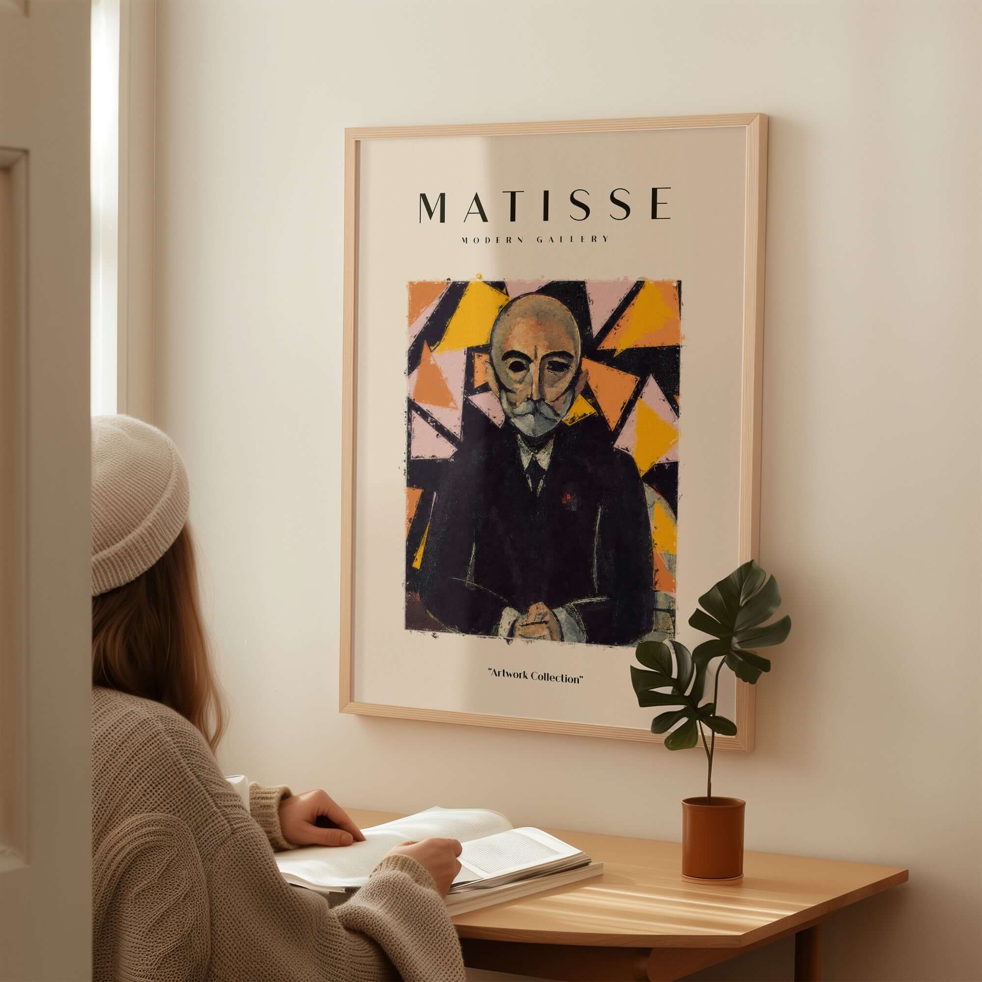 Matisse Art Prints - Portrait Man in Suit Geometric Wall Art featuring an artistic portrait in a modern setting.