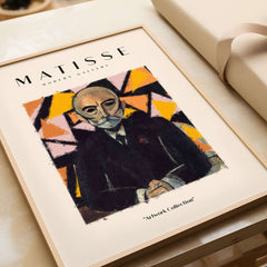 Matisse Art Prints - Portrait Man in Suit Geometric Wall Art showcased in a stylish gallery frame.