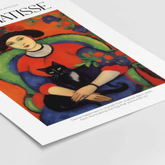 Matisse Art Prints - Woman with Black Cat Interior Poster featuring a woman in a colorful setting with a black cat.