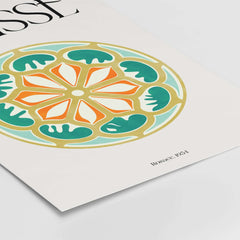 Matisse Art Print Rosace 1954 Rose Window Geometric Art Print featuring vibrant circular pattern in teal, orange, and gold.