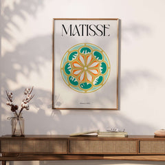 Matisse Art Print Rosace 1954 Rose Window Geometric Art Print displayed in an elegant setting with floral decor.