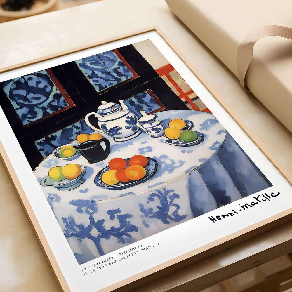 Matisse Art Prints - Still Life Blue Tablecloth Poster featuring a blue tablecloth and fruit.