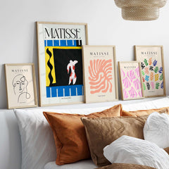 Matisse Art Print - The Clown 1943 Jazz Series Abstract Figure Poster displayed in a modern home decor setting.