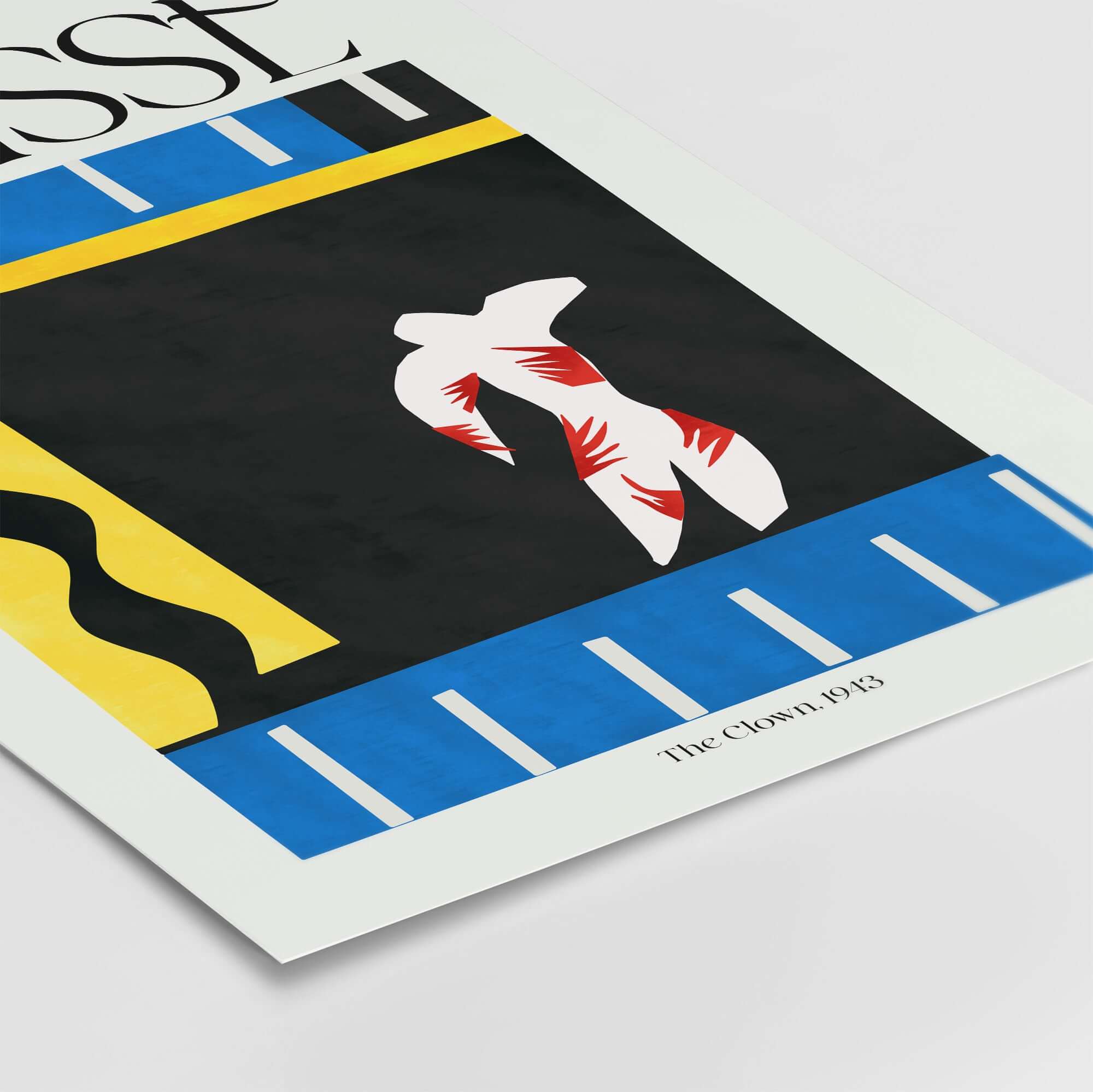 Matisse Art Print - The Clown 1943 Jazz Series Abstract Figure Poster featuring an abstract white figure on a black background.