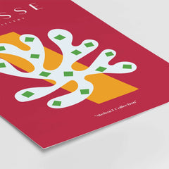 Matisse Art Prints - White Coral Abstract Green Diamonds Print featuring a white coral shape with green diamonds on a vibrant background.