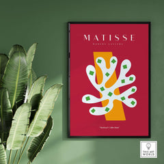 Matisse Art Prints - White Coral Abstract Green Diamonds Print artwork featuring vibrant colors and organic shapes.