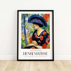 Matisse Art Prints - Woman with Blue Hat Garden Poster featuring elegant woman in vibrant garden.