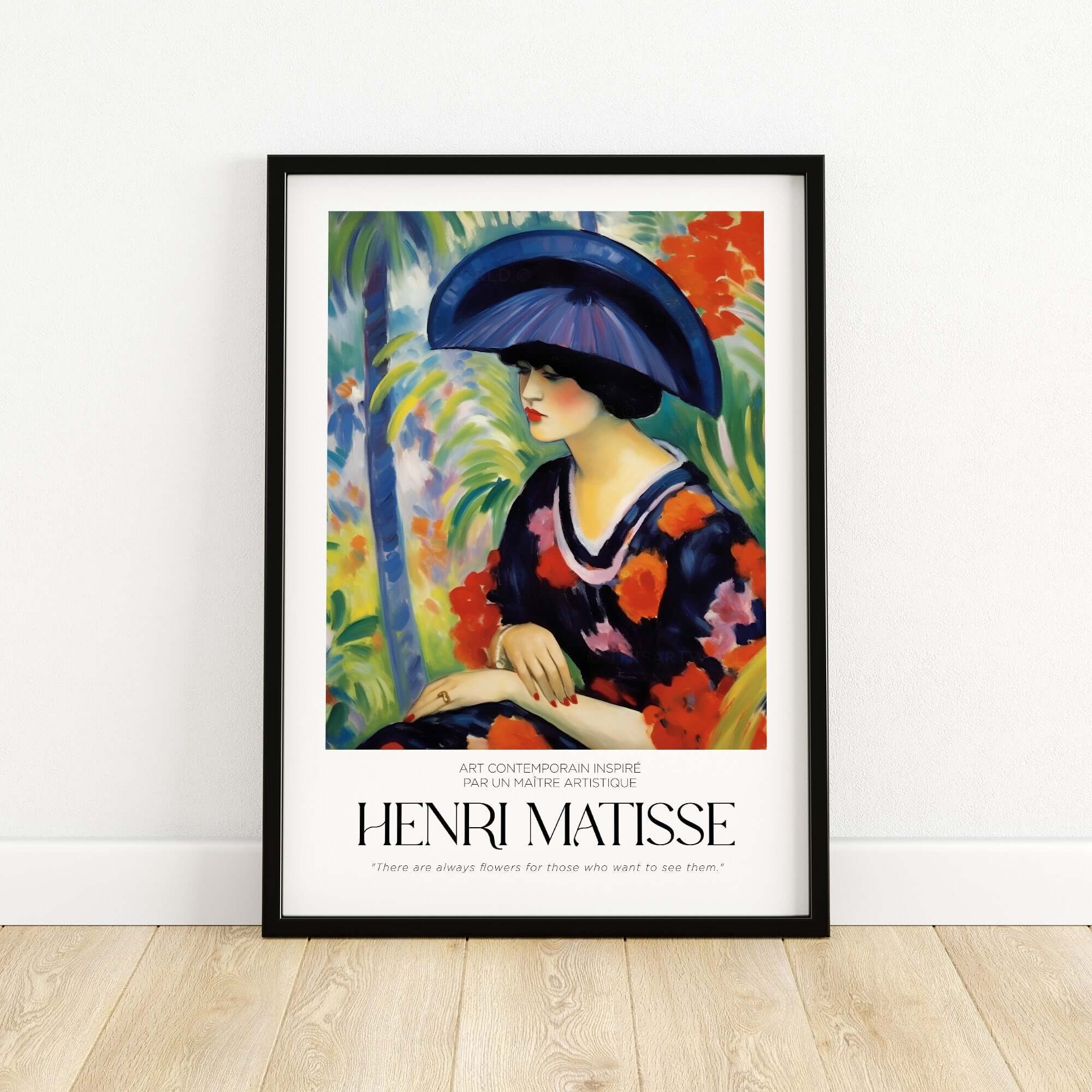 Matisse Art Prints - Woman with Blue Hat Garden Poster featuring elegant woman in vibrant garden.
