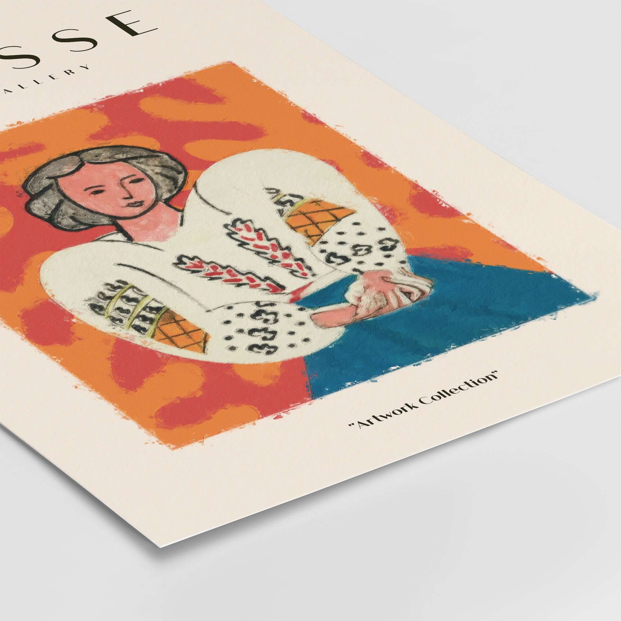 Matisse Art Prints - Woman White Blouse Blue Skirt Portrait Poster depicting a woman in a white blouse and blue skirt.