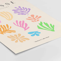 Matisse Art Prints - Abstract Botanical Shapes Grid Poster featuring colorful abstract shapes on beige background.