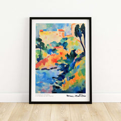 Matisse Art Prints - Abstract Coastal Landscape Poster featuring vibrant Mediterranean colors and bold strokes.
