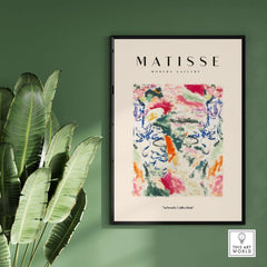 Matisse Art Prints - Abstract Expressive Swirls Colors Wall Art framed in a modern gallery setting.