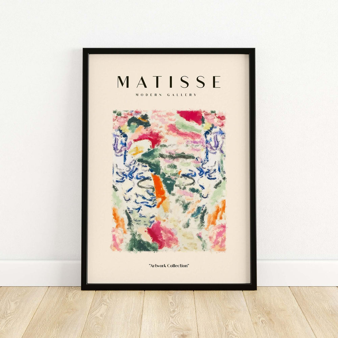 Matisse art print featuring abstract colorful swirls and painterly textures in modern gallery frame.