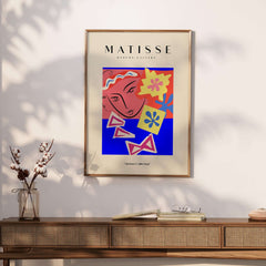 Matisse Art Prints - Abstract Face with Flowers Collage Wall Art featuring vibrant colors and floral motifs.