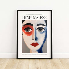 Matisse Art Prints - Abstract Face Portrait Poster featuring bold colors, striking eyes, and expressive facial features.