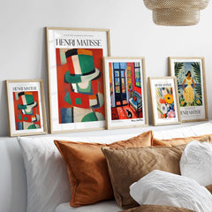 Matisse Art Prints - Abstract Figure with Hat Poster displayed in a stylish modern interior setting.