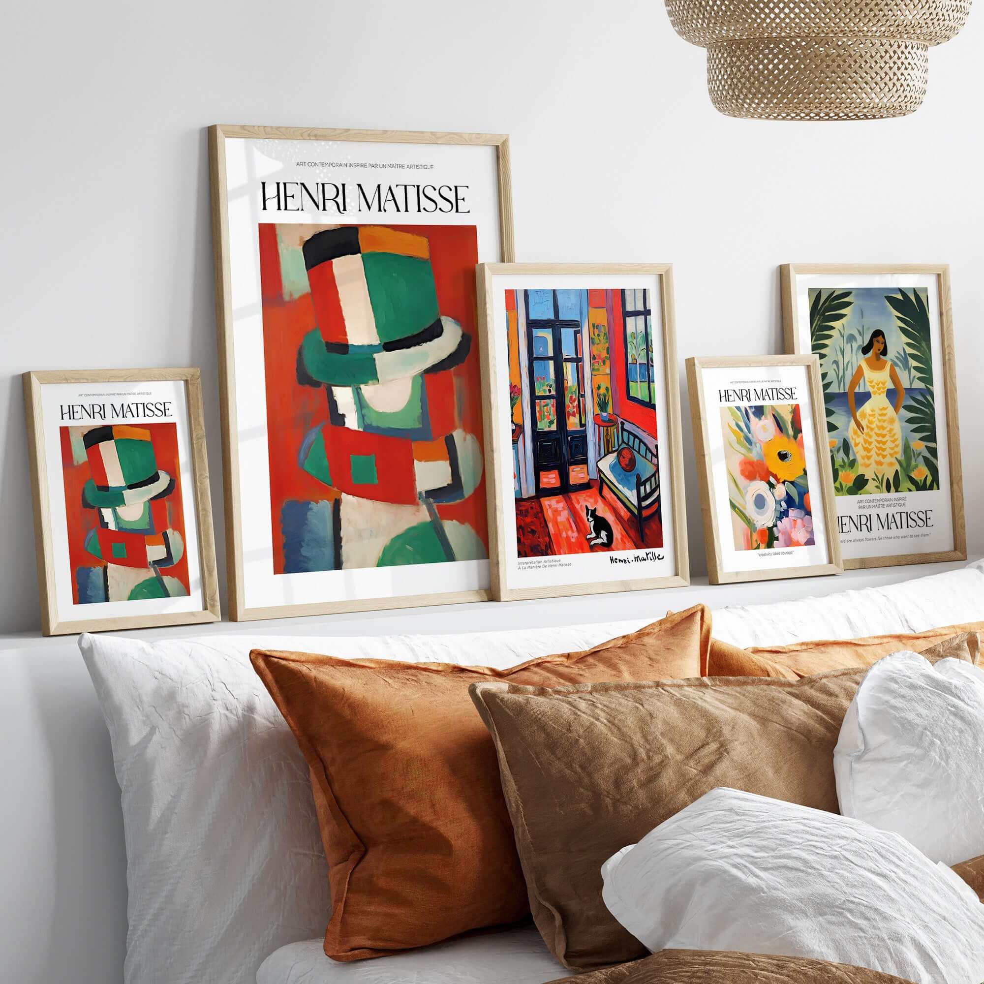 Matisse Art Prints - Abstract Figure with Hat Poster displayed in a stylish modern interior setting.