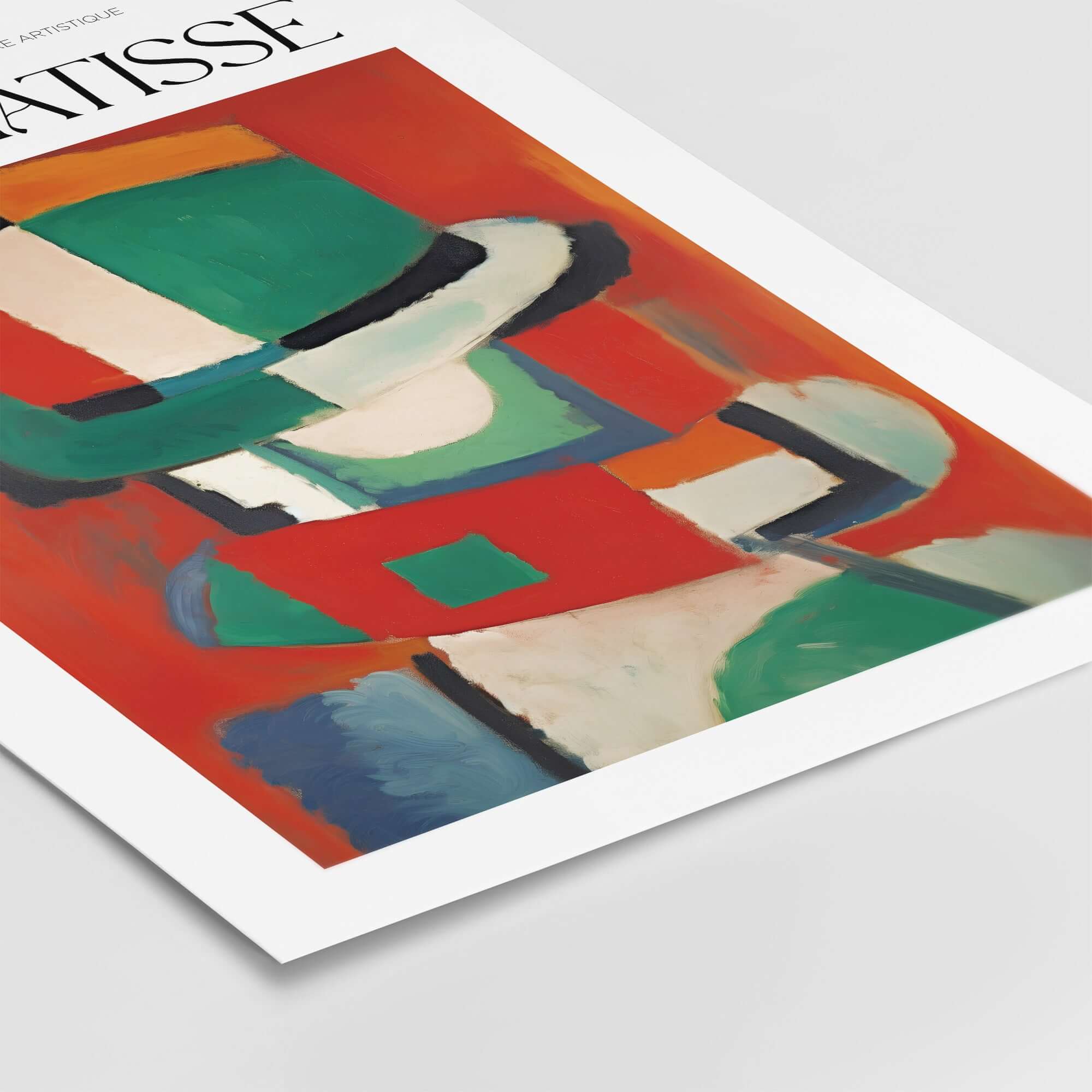 Matisse Art Prints - Abstract Figure with Hat Poster showcasing a vibrant abstract design with geometric shapes.