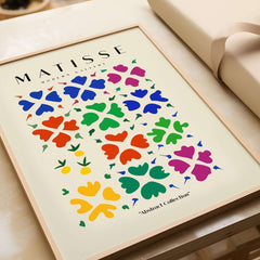 Matisse Art Prints - Abstract Floral Grid Poster featuring vibrant abstract flower patterns in various colors.