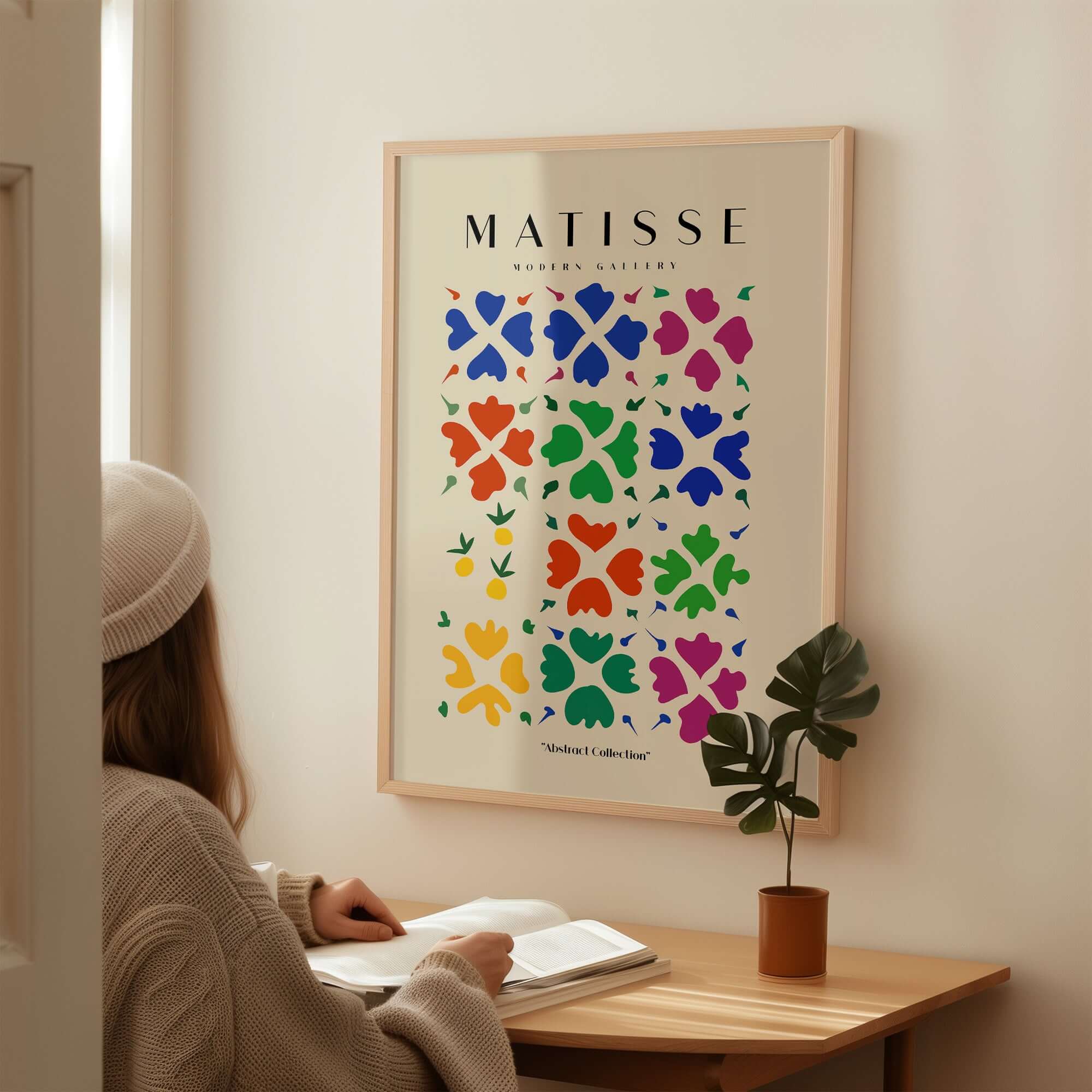 Matisse Art Prints - Abstract Floral Grid Poster featuring vibrant abstract flowers in a grid pattern.
