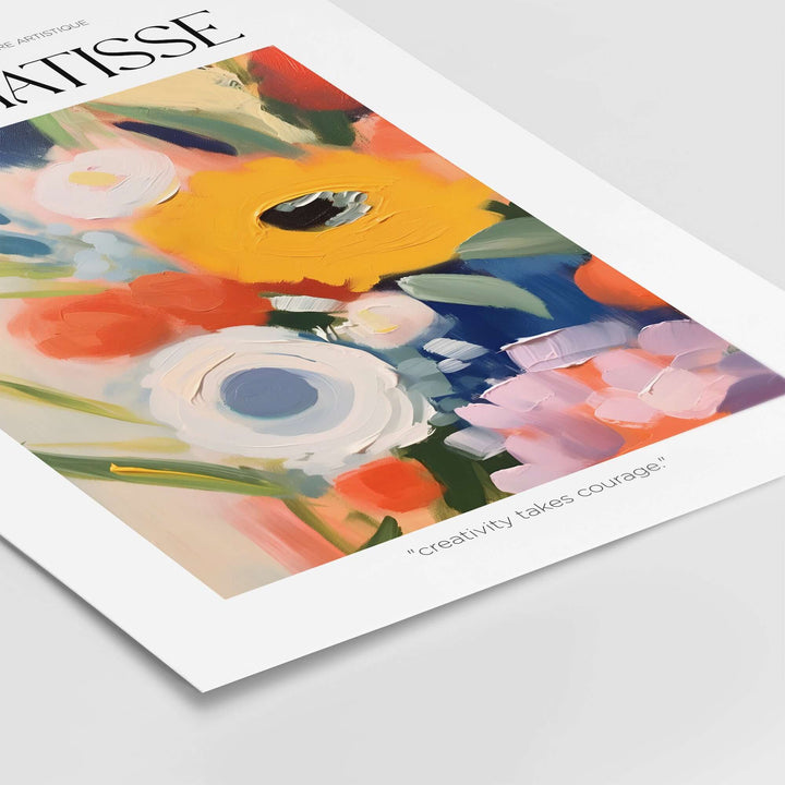 Matisse Art Print of abstract flowers in vibrant colors, showcasing bold brushstrokes and a modern aesthetic.