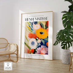 Matisse Art Prints - Abstract Flowers Poster featuring vibrant flowers in a modern decor setting.