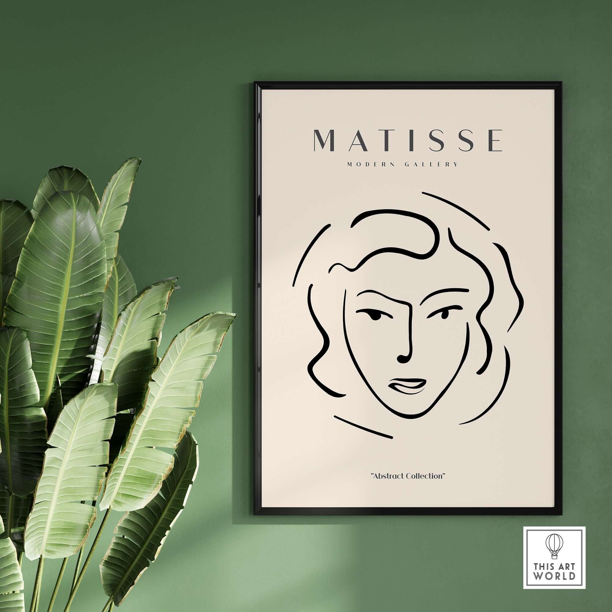 Matisse Art Prints - Abstract Line Face Drawing, minimalist line art poster of a woman's face in profile.
