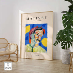 Matisse Art Prints -  Abstract Man Portrait Poster displayed in modern gallery setting with vibrant colors.