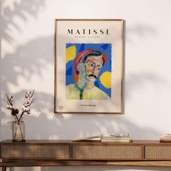 Matisse Art Prints -  Abstract Man Portrait Poster featuring a colorful portrait of a man in a red hat.