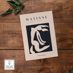 Matisse Art Prints - Abstract Organic Figure Cut Out Print on a beige background with bold black shapes.