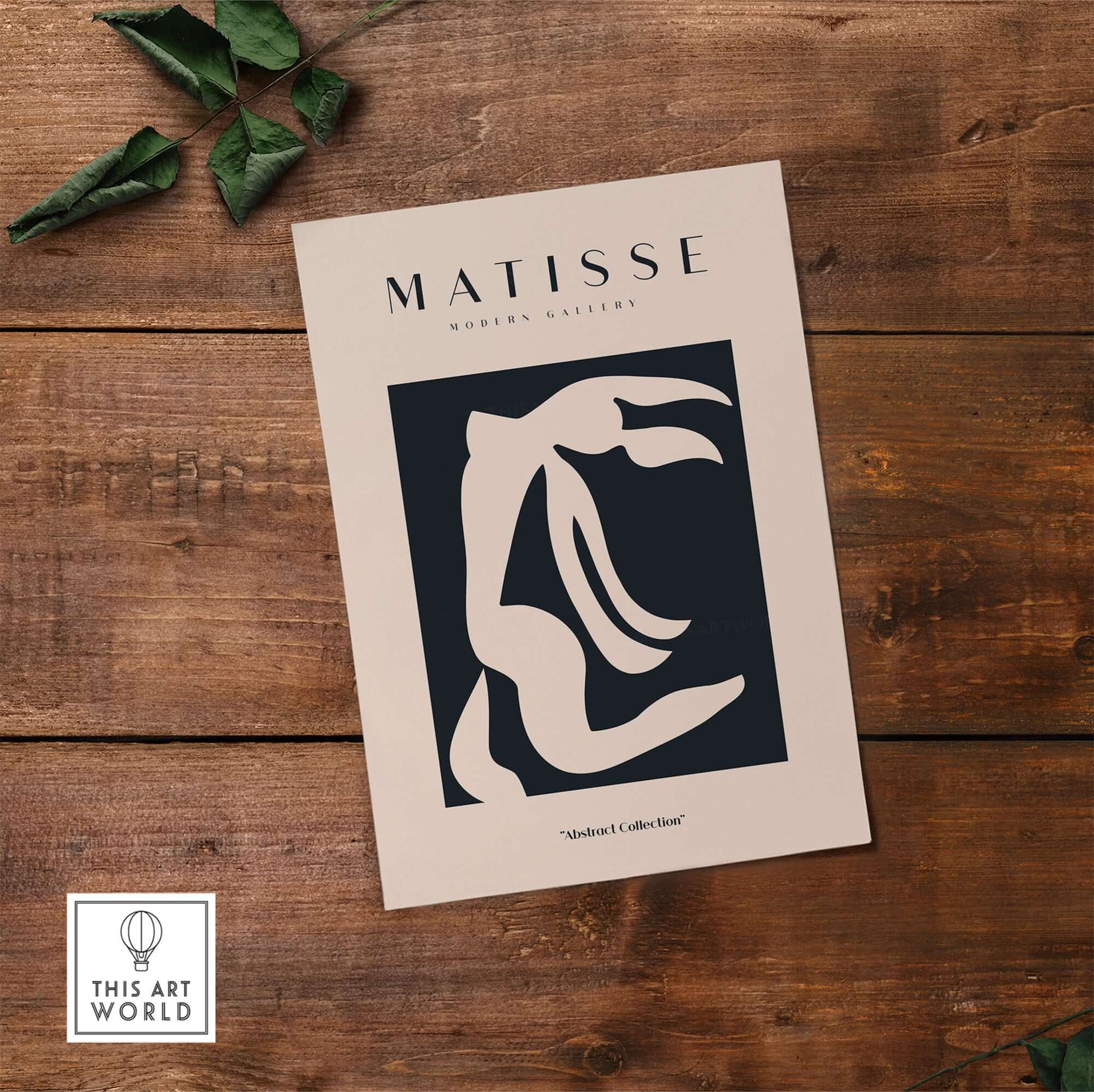 Matisse Art Prints - Abstract Organic Figure Cut Out Print on a beige background with bold black shapes.