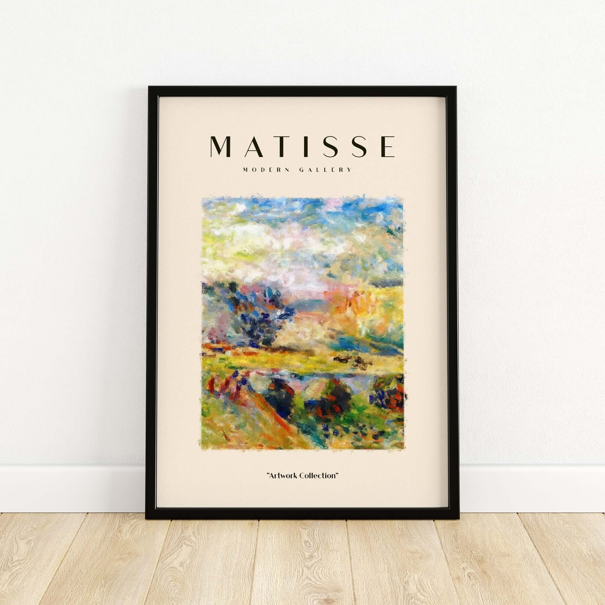 Matisse Art Prints - Abstract Painterly Landscape Bridge Poster, vibrant abstract landscape art print in a frame.