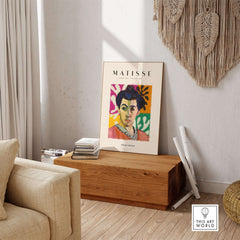 Matisse Art Prints - Abstract Portrait Poster displayed in a stylish interior, featuring vibrant colors and a captivating portrait.