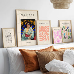 Matisse Art Prints - Woman Robe Abstract Stained Glass Effect Poster displayed in a modern living room setting.