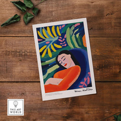 Matisse Art Prints - Abstract Woman in Foliage Poster featuring a serene woman amidst vibrant foliage.