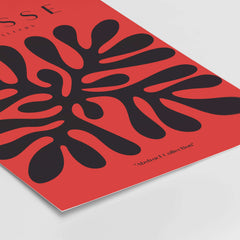 Matisse Art Prints -  Black Abstract Coral Shape Red Poster featuring black coral design on vibrant red background.