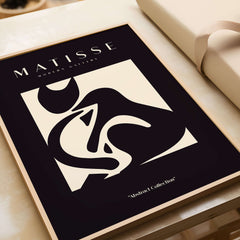 Matisse Art Prints - Black Beige Abstract Composition Poster featuring bold abstract shapes in a defined rectangular space.