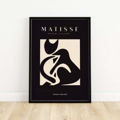 Matisse Art Prints - Black Beige Abstract Composition Poster displayed on wall as modern art.