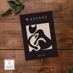 Matisse Art Prints - Black Beige Abstract Composition Poster showcasing bold abstract shapes on a dark background.