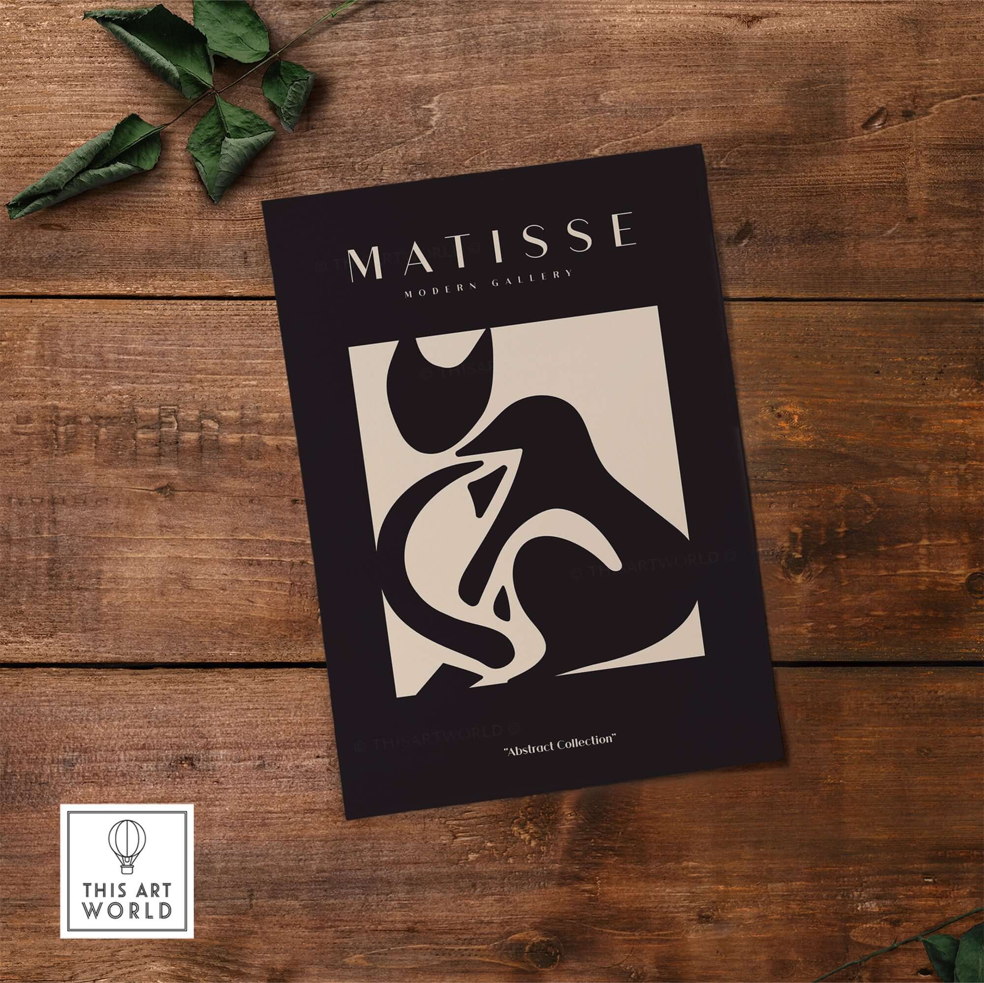 Matisse Art Prints - Black Beige Abstract Composition Poster showcasing bold abstract shapes on a dark background.