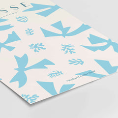 Matisse Art Prints -Blue Abstract Birds Botanical Pattern Poster featuring light blue abstract shapes and botanical motifs.