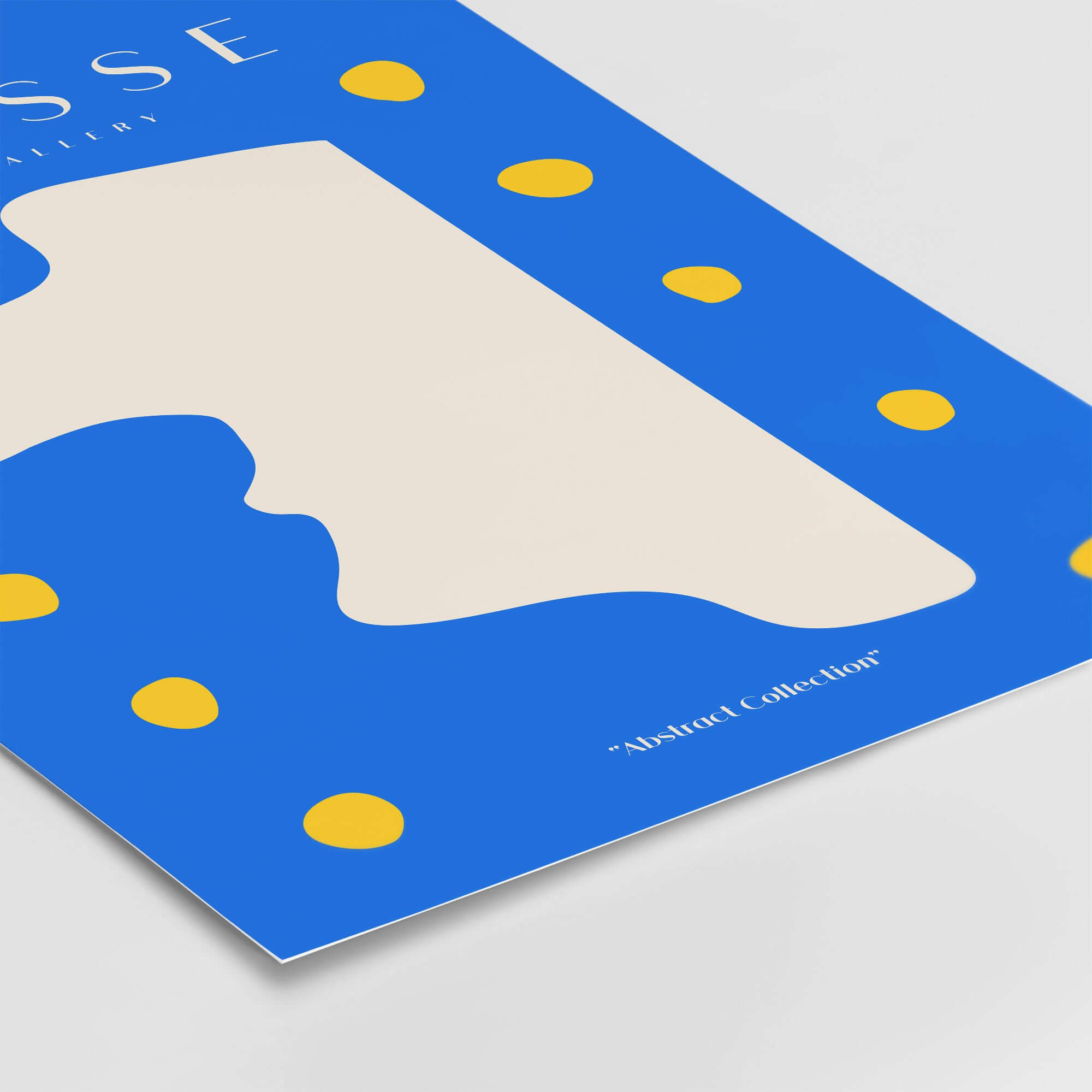 Matisse Art Prints -  Blue Abstract Profile with Yellow Dots Poster featuring minimalist blue and yellow design.